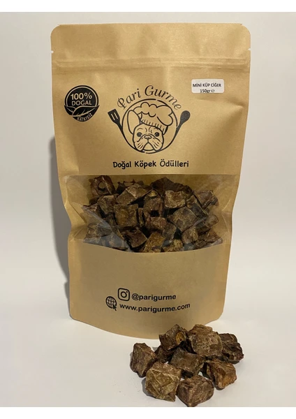 Pari Gurme Dana Mini Küp Ciğer Köpek Ödülü %100 Doğal Naturel 150GR (Yaklaşık Boyut 1x1)