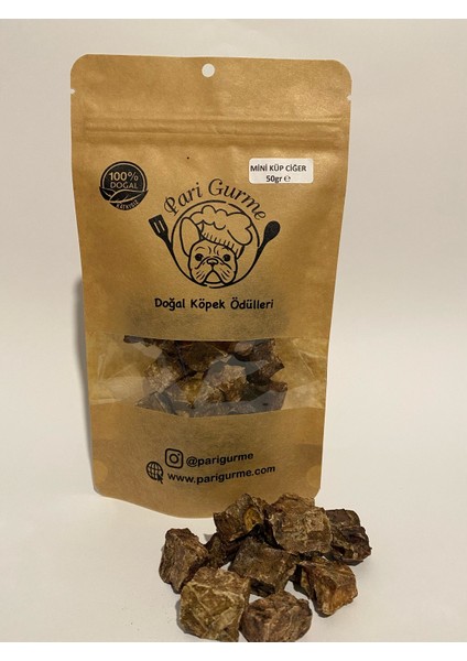 Dana Mini Küp Ciğer Köpek Ödülü %100 Doğal Naturel 50GR (Yaklaşık Boyut 1x1)