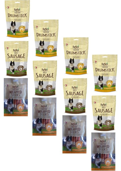 Kurutulmuş Karışık Drumstick-Sausage-Wrapped Köpek Ödülü 80 gr (12 Adet)