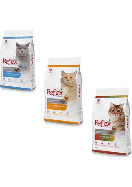 Yetişkin Karışık Kedi Maması Paketi Multicolor-Tavuk-Somon 2 kg (3 Adet)