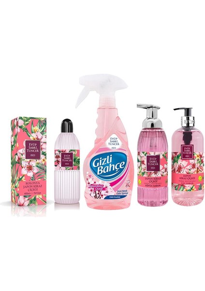 Japon Kiraz Çiçeği Kolonya 400 ml, Sıvı Sabun 500 ml, Köpük Sabun 500 ml, Oda Kokusu 500 ml