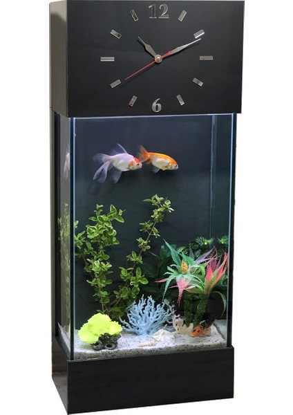 Full Set, LED Işıklı Saatli Kule Akvaryum- Antrasit