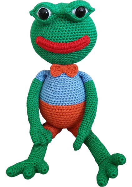 Binbir Trend El Örgüsü Amigurumi  Oyuncak Sevimli Kurbağa Kurbağacık 35 cm