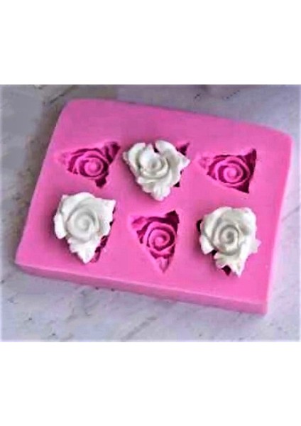 Minik Güller Tek Kalıpta 6 Minyatür Gül Silikon Kalıp K-819