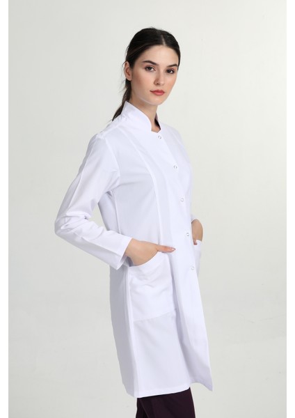 Önlük Kadın Uzun Hakim Yaka Doktor Hemşire Öğretmen Önlüğü Beyaz modelleri