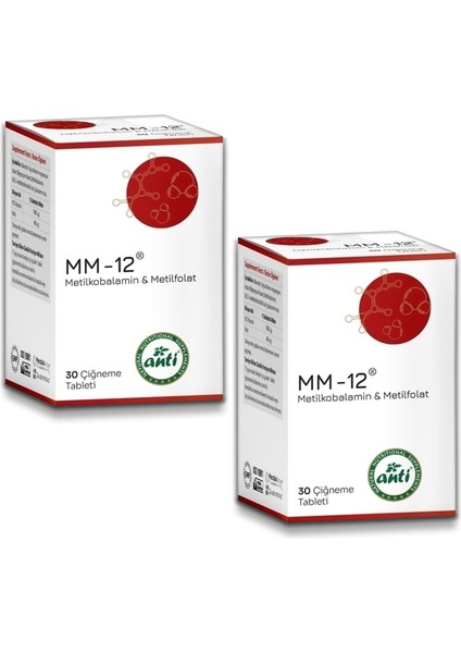 Mm-12 Metilkobalamin Çiğneme Tableti 30 Tablet (2 Adet)