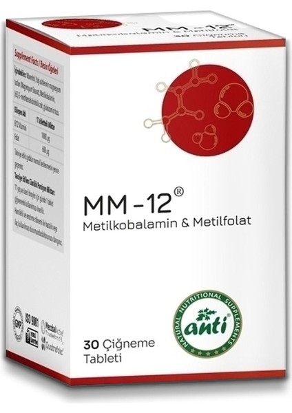 Mm-12 Metilkobalamin Çiğneme Tableti 30 Tablet (2 Adet) fiyatları