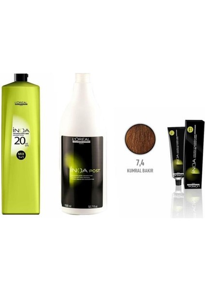 L'Oréal Paris Loreal Paris Loreal Inoa Krem Oksidan 20 Vol. %6 1000 Ml+Post Boyalı Saç Şampuanı 1500 Ml+Saç Boyası 7,4