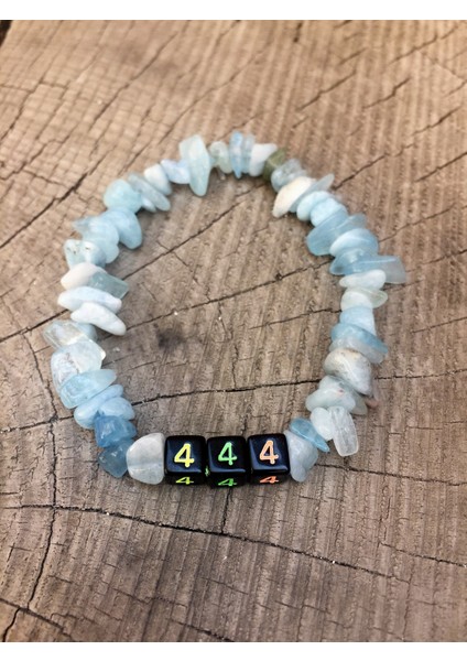 Natural Stone Collection - 444 Sayı Sekanslı Kırık Akuamarin Taşı Bileklik ( Koruyucu Meleğin ) fiyatları