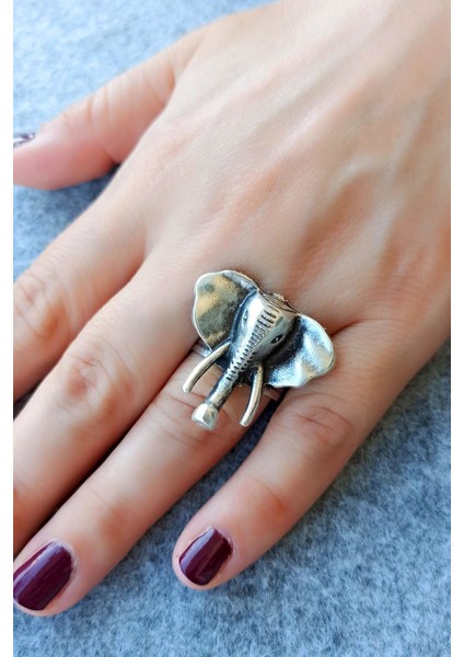 Antik Gümüş Kaplama Fil Şekilli El Yapımı Ayarlanabilir Yüzük fiyatları