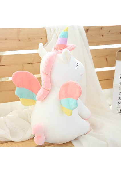 Shiva Gift&More Unicorn Tek Boynuzlu Gökkuşağı Kanatlı Sevimli Peluş Pony At 30CM