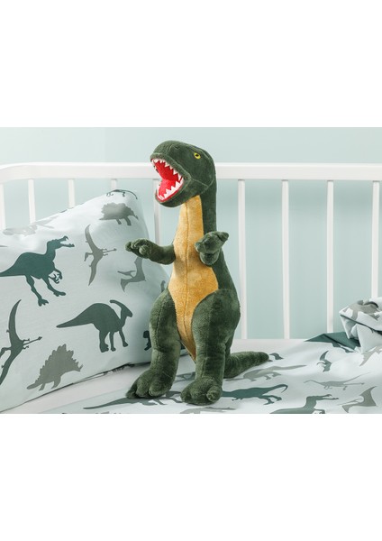 Dinasours Dinozor T-Rex Dekoratif Dinazor Yastık Oyun Uyku Arkadaşı 45X16 Yeşil