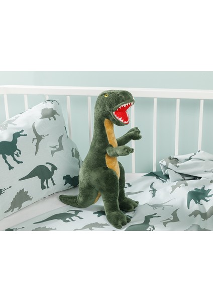 Dinasours Dinozor T-Rex Dekoratif Dinazor Yastık Oyun Uyku Arkadaşı 45X16 Yeşil