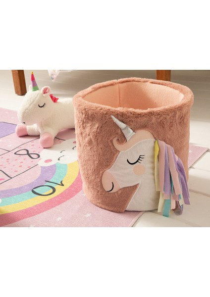 Unicorn Pony Tasarımlı Oyuncak Sepeti 40X26 cm Pembe