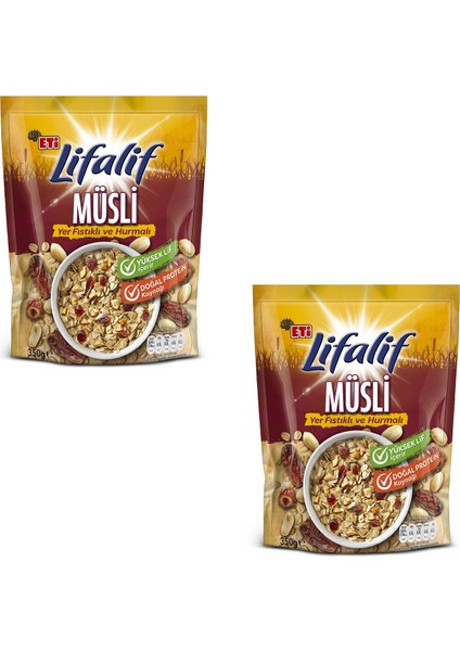 Lifalif Yer Fıstıklı ve Hurmalı Müsli 350 g x 2 Adet