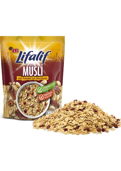 Lifalif Yer Fıstıklı ve Hurmalı Müsli 350 g x 2 Adet