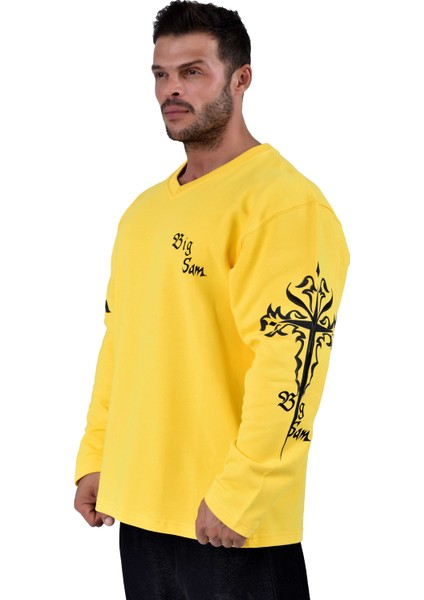 Oversize Erkek Sweatshirt Pamuklu, Geniş Kesim