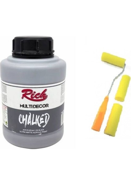 Rich Multi Decor Chalked Akrilik 1750 ml 4576 Is Siyah Sarı Sünger Rulo Seti
