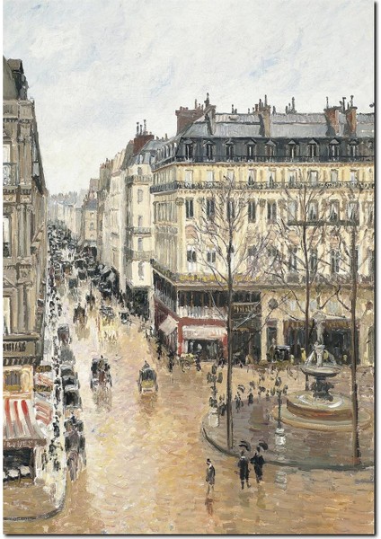 Cakatablo Ahşap Tablo Paris'te Bir Meydan, Sokak ve Insanlar