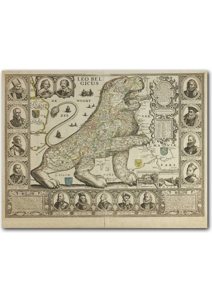 Cakatablo Ahşap Tablo Aslan Şeklinde Eski Belçika Haritası