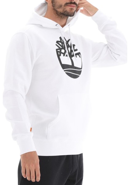 Core Tree Logo Pull Over Hoodie Erkek Günlük Sweatshirts TB0A2BJHP541 Beyaz