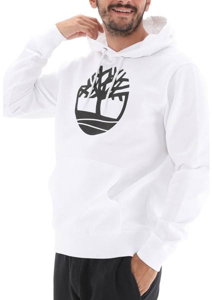 Core Tree Logo Pull Over Hoodie Erkek Günlük Sweatshirts TB0A2BJHP541 Beyaz