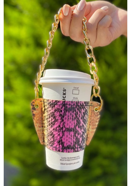 Kadın Pembe Özel Seri Deri Kahve Bardak Tutacağı modelleri