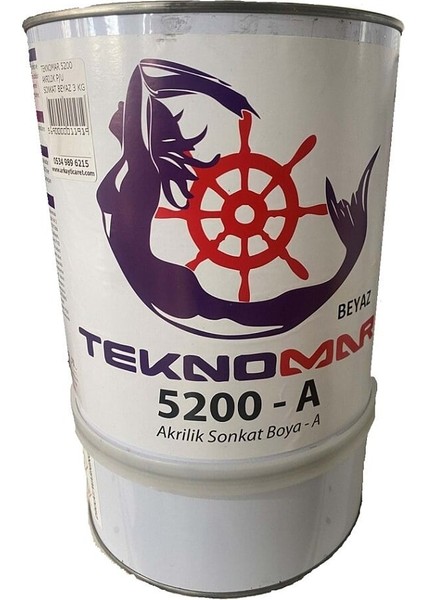 Teknomar 5200 Akrilik Poliüretan Sonkat Boya 3kg Mat Beyaz
