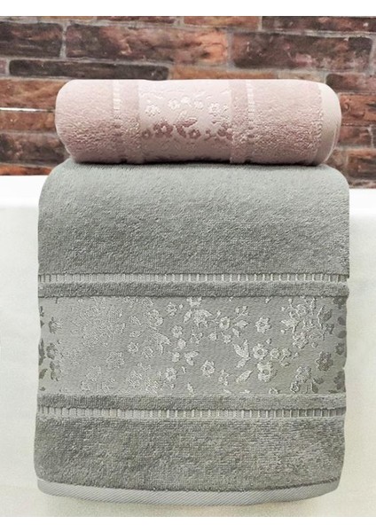 Camellia Havlu 2 Adet 50X80 El Yüz Havlusu Pembe Gri