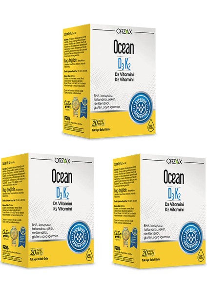 D3 K2 Vitamini Damla 20 ml X3 Adet