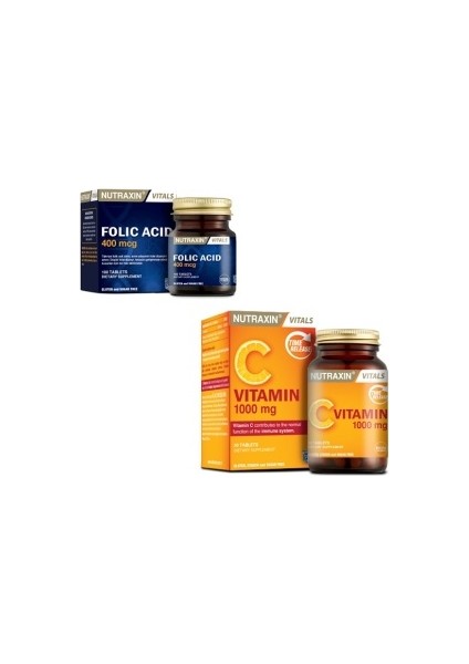 Folik Asit 400 Mcg + Vitamin C (L-Askorbik Asit) 1000MG