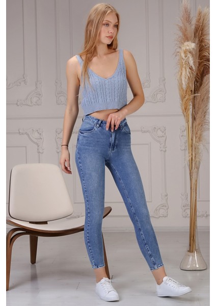 The Bark Nancy Kadın Skinny Jean Pantolon N804 Mavi