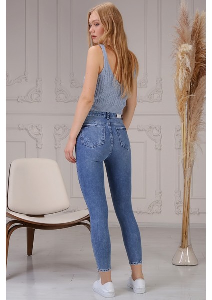 The Bark Nancy Kadın Skinny Jean Pantolon N804 Mavi