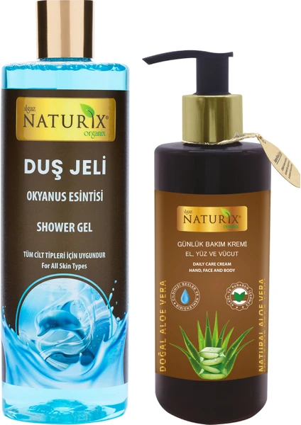 2'li Okyanus Esintisi Duş Jeli 400 ml Ocean Duş Jeli + 250 ml Aloe Vera El Yüz Vücut Nemlendiricisi