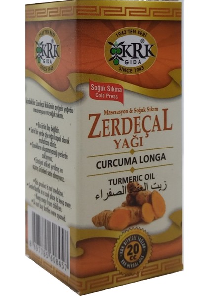 Soğuk Sıkım Zerdeçal Yağı 20 ml