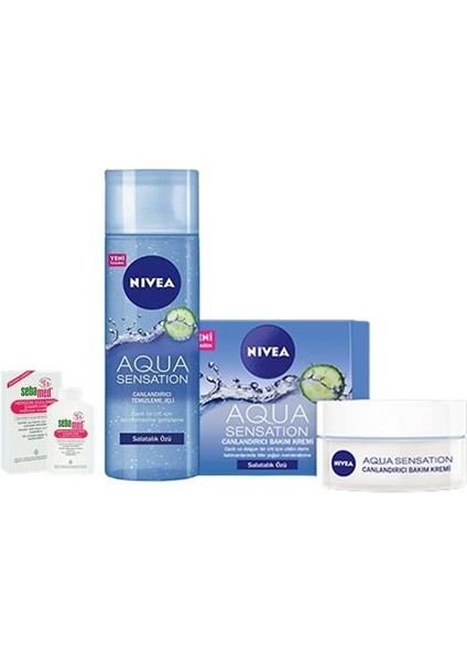 Aqua Sensation Normal/karma Ciltler Için Canlandırıcı Yüz Temizleme Jeli 200 ml Canlandırıcı Krem 50 ml Mini Hergün Şampuan