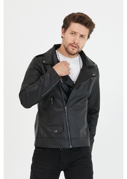 Erkek Yeni Sezon Çapraz Fermuarlı Deri Ceket Mont fırsatları