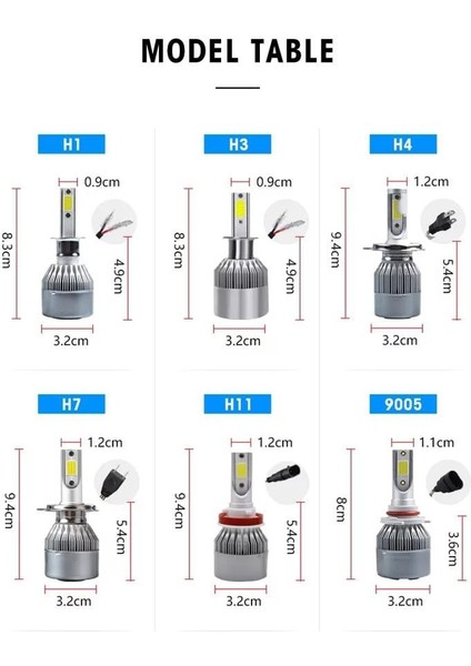 LED Xenon 2 Adet H7 LED Xenon 46W 8600LM 6500K Far Ampülü  Seri =t-T-Xen