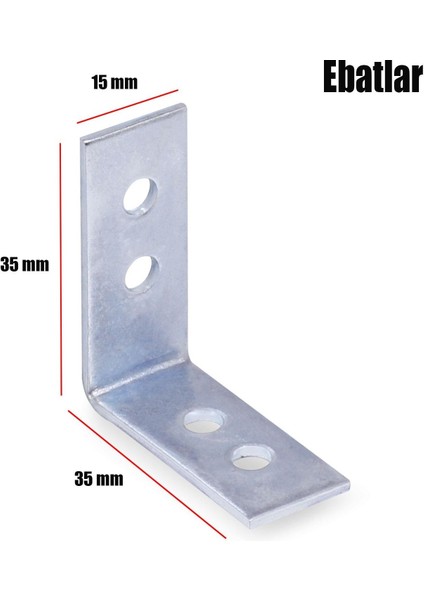 Mobilya Dolap Köşe Bağlantı Sabitleme L Demir Gönye 35X35X15 mm (5 Adet)