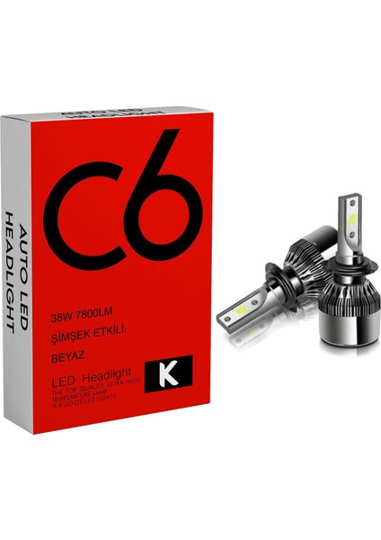 LED Xenon 2 Adet H4 Uzun Kısa LED Xenon 38W 7800LM 6500K Far Ampülü Seri =p-P-Xen