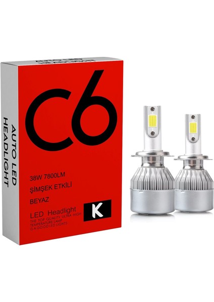LED Xenon 2 Adet H1 LED Xenon 38W 7800LM 6500K Far Ampülü LED Işık Seri K-K-K