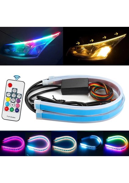 Far Içi Far Üstü Su Geçirmez Kayar LED 60 cm Rgb Renk Kumandalı Kayar LED