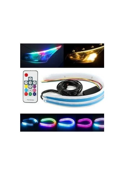 Far Içi Far Üstü Su Geçirmez Kayar LED 60 cm Rgb Renk Kumandalı Kayar LED