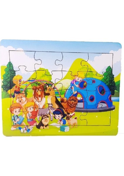 Woodylife Kitap Çocuklar Hayvanlar 16 Parça Puzzle Yapboz Eğitici Çocuk Oyuncak