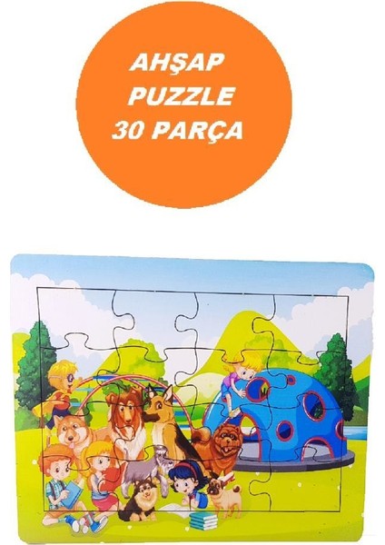 Woodylife Kitap Çocuklar Hayvanlar 16 Parça Puzzle Yapboz Eğitici Çocuk Oyuncak