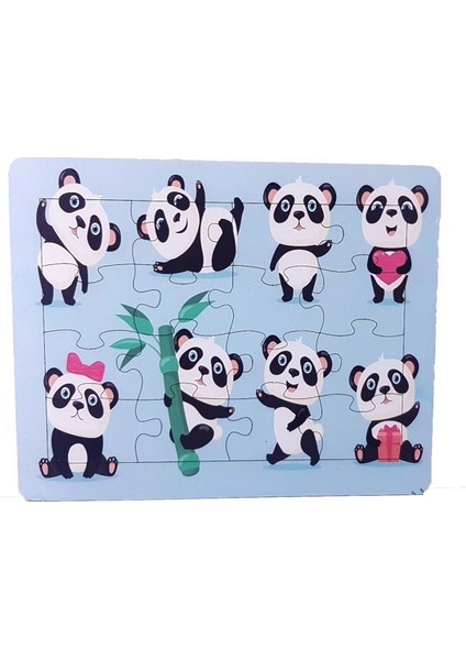 Woodylife Sevimli Pandalar 30 Parça Puzzle Yapboz Eğitici Çocuk Oyuncak