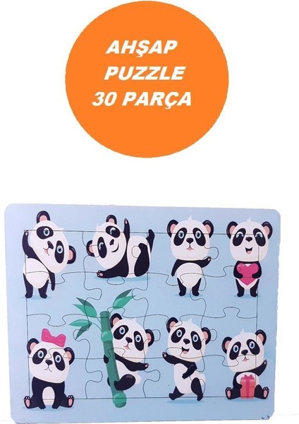 Woodylife Sevimli Pandalar 30 Parça Puzzle Yapboz Eğitici Çocuk Oyuncak modelleri