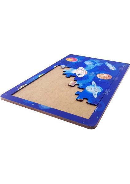 Woodylife Mavi Güneş Sistemi 30 Parça Puzzle Yapboz Eğitici Çocuk Oyuncak