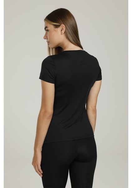 SN228 Basic Pes V Neck T- Siyah Kadın Kısa Kol T-Shirt fiyatları