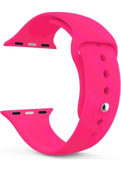 Apple Watch Edition 42MM Uyumlu Kordon Yumuşak Lüx Silikon Saat Kordonu 42/aa--Koyu Pembe